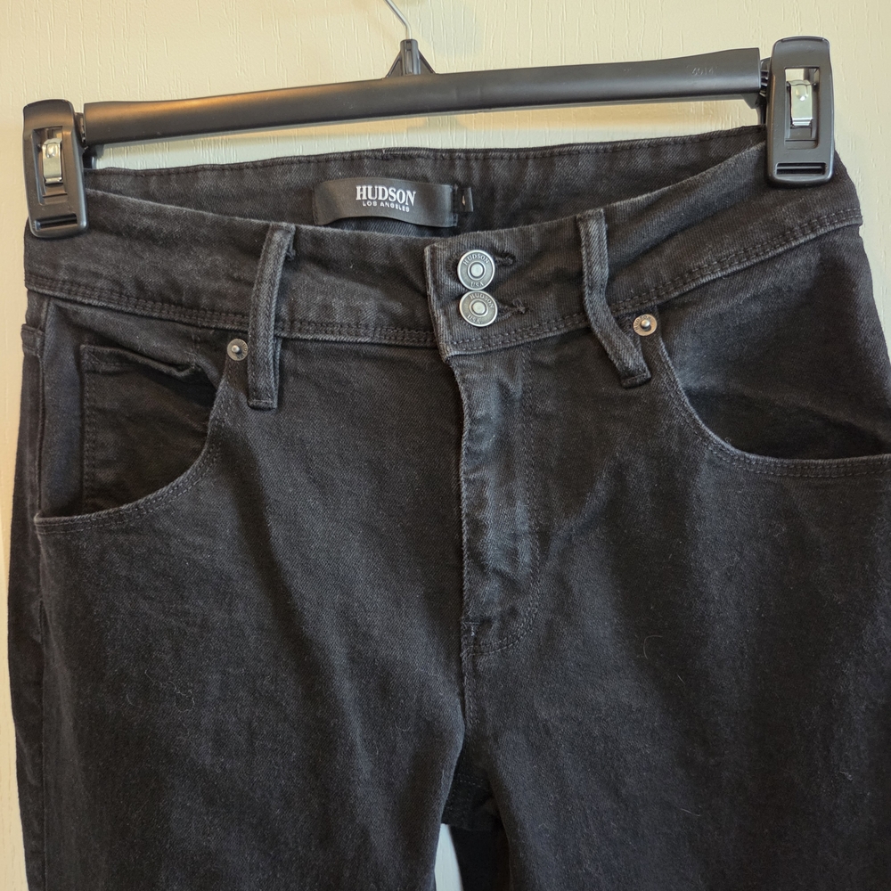 Hudson Jeans Straight Stretch Denim Jean Sz 4 Flap Pocket Slim Fit Mid-Rise Crop - Picture 2 of 8